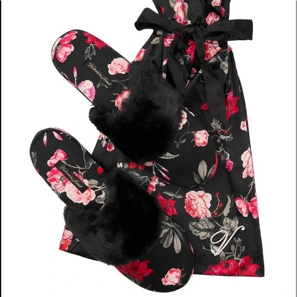 VICTORIA'S SECRET Signature Satin Slipper Floral - Picture 1 of 2